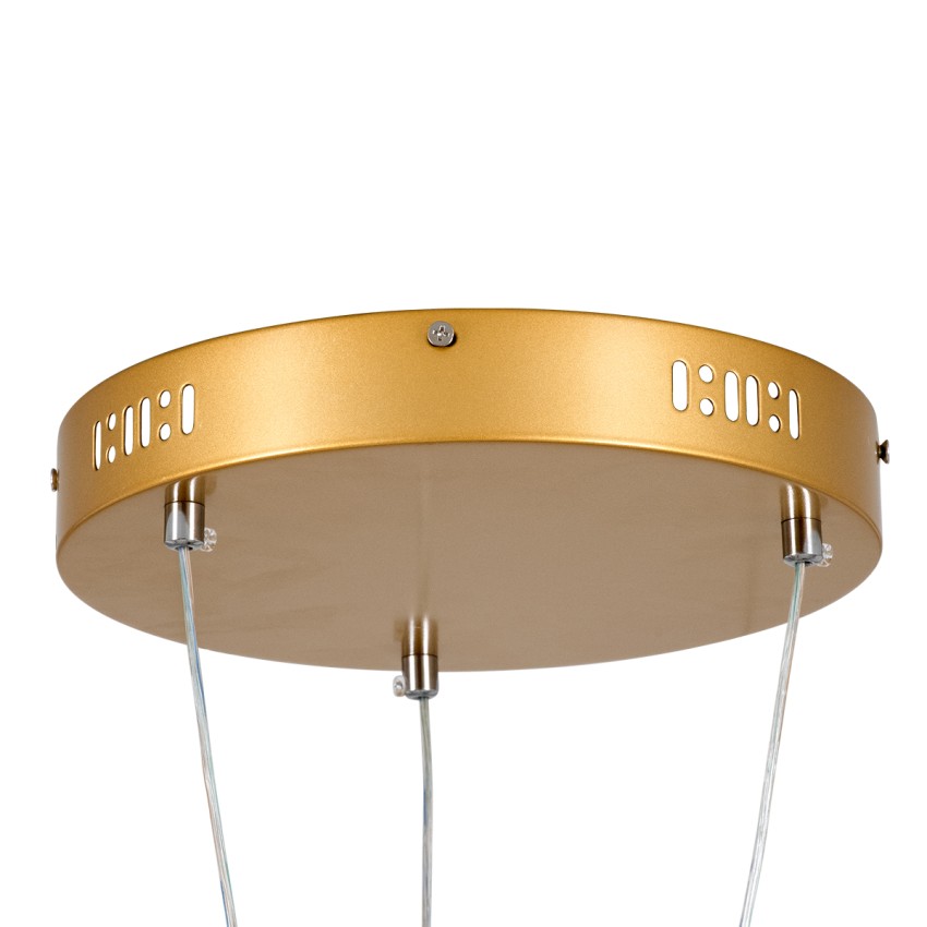 GLOBOSTAR® DIAMOND TRIO  Μοντέρνο Κρεμαστό Φωτιστικό Οροφής LED 120W 14723lm 360° AC 220-240V IP20 Ρυθμιζόμενο Λευκό CCT με Χειριστήριο από 2700K έως 6000K Dimmable - Lumileds SMD Chip - Χρυσό Βούρτσας - Μ150 x Π150 x Υ60cm