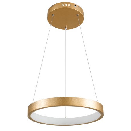 GLOBOSTAR® NEMESIS  Μοντέρνο Κρεμαστό Φωτιστικό Οροφής LED 30W 3513lm 360° AC 220-240V IP20 Ρυθμιζόμενο Λευκό CCT με Χειριστήριο από 2700K έως 6000K Dimmable - Lumileds SMD Chip - Χρυσό Βούρτσας - Μ40 x Π40 x Υ4cm