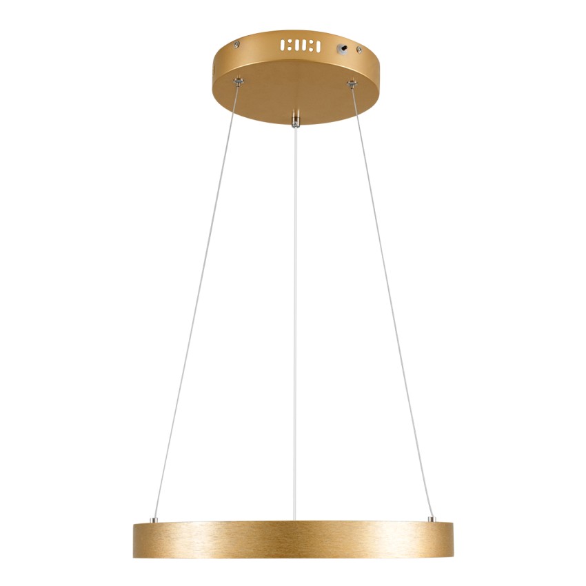 GLOBOSTAR® NEMESIS  Μοντέρνο Κρεμαστό Φωτιστικό Οροφής LED 30W 3513lm 360° AC 220-240V IP20 Ρυθμιζόμενο Λευκό CCT με Χειριστήριο από 2700K έως 6000K Dimmable - Lumileds SMD Chip - Χρυσό Βούρτσας - Μ40 x Π40 x Υ4cm