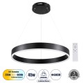 VENOM  Κρεμαστό Φωτιστικό Δαχτυλίδι-Κύκλος LED CCT 45W 5269lm 120° AC 220-240V - Εναλλαγή Φωτισμού μέσω Τηλεχειριστηρίου All In One Ψυχρό 6000K+Φυσικό 4500K+Θερμό 2700K Dimmable Φ60cm - Μαύρο