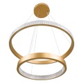 DIAMOND DUO  Κρεμαστό Φωτιστικό Δαχτυλίδι-Κύκλος LED CCT 75W 8743lm 360° AC 220-240V - Εναλλαγή Φωτισμού μέσω Τηλεχειριστηρίου All In One Ψυχρό 6000k+Φυσικό 4500k+Θερμό 2700k Dimmable Φ40+60cm - Χρυσό Βούρτσας