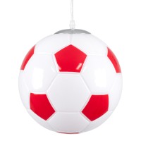 GLOBOSTAR® FOOTBALL  Παιδικό Κρεμαστό Φωτιστικό Οροφής με Ντουί 1 x E27 AC 220-240V IP20 - Λευκό & Κόκκινο - Μ25 x Π25 x Υ25cm