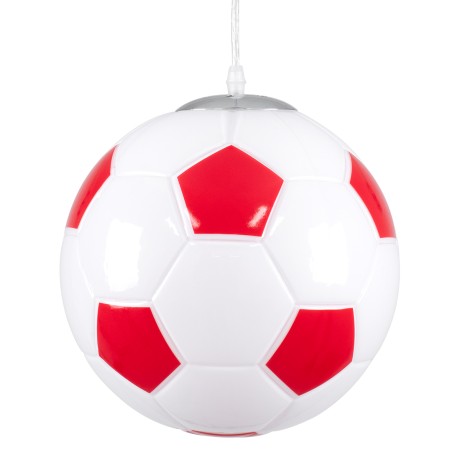 GLOBOSTAR® FOOTBALL  Παιδικό Κρεμαστό Φωτιστικό Οροφής με Ντουί 1 x E27 AC 220-240V IP20 - Λευκό & Κόκκινο - Μ25 x Π25 x Υ25cm