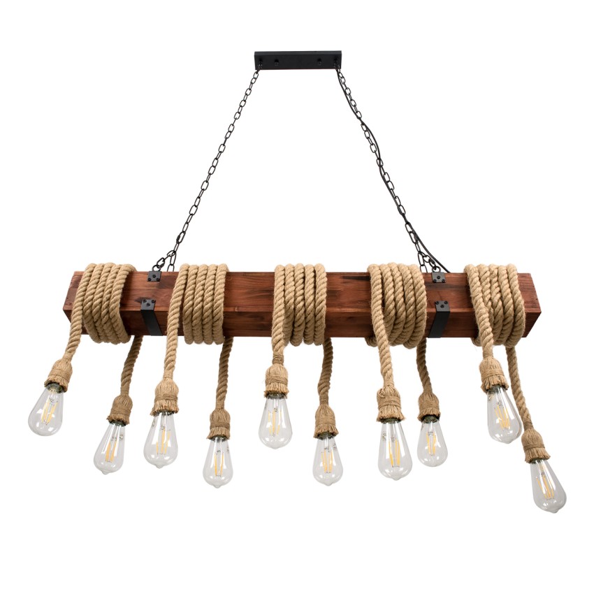 GLOBOSTAR® VIKING  Vintage Κρεμαστό Φωτιστικό Οροφής με Ντουί 10 x E27 AC 220-240V IP20 - Καφε & Μπεζ - Μ108 x Π11 x Υ220cm