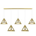 TRIANGLE  Μοντέρνο Κρεμαστό Φωτιστικό Ράγα Πολύφωτο 5 x E27 IP20 Χρυσό Μέταλλο - Μ170 x Π22 x Y130cm