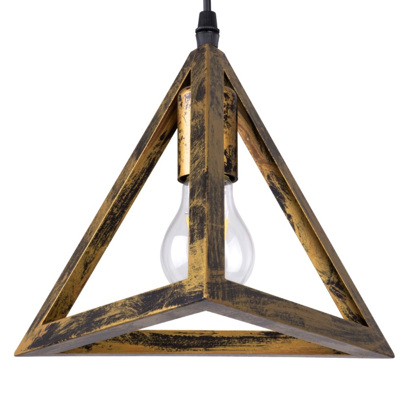 TRIANGLE  Μοντέρνο Κρεμαστό Φωτιστικό Ράγα Δίφωτο 2 x E27 IP20 Μπρούτζινο Μέταλλο - Μ60 x Π22 x Y130cm