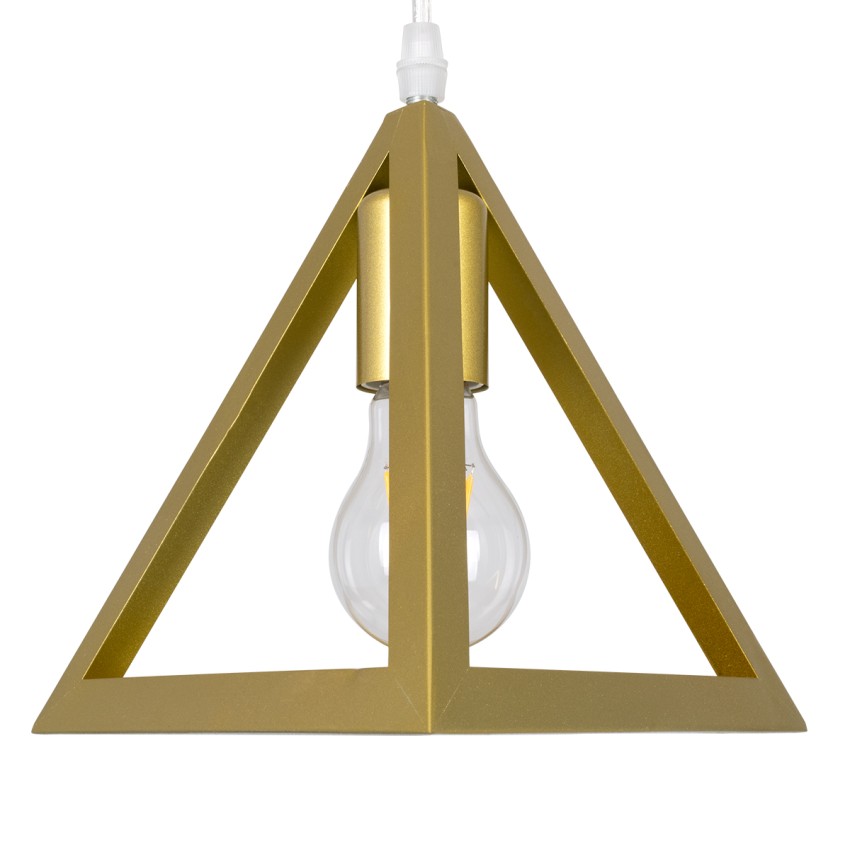 TRIANGLE  Μοντέρνο Κρεμαστό Φωτιστικό Ράγα Δίφωτο 2 x E27 IP20 Χρυσό Μέταλλο - Μ60 x Π22 x Y130cm