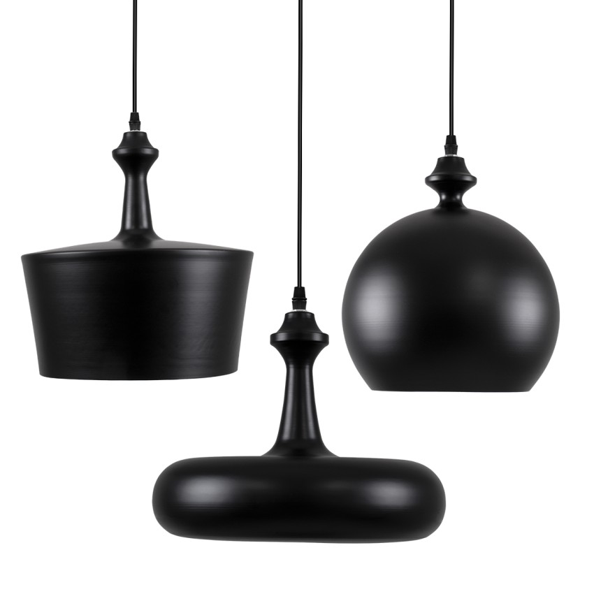 ROCKFORD  Μοντέρνο Κρεμαστό Φωτιστικό Καμπάνα Τρίφωτο 3 x E27 IP20 Μαύρο & Χρυσό Μέταλλο - Μ86 x Π86 x Υ30cm