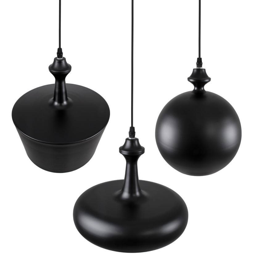 ROCKFORD  Μοντέρνο Κρεμαστό Φωτιστικό Καμπάνα Τρίφωτο 3 x E27 IP20 Μαύρο & Χρυσό Μέταλλο - Μ86 x Π86 x Υ30cm