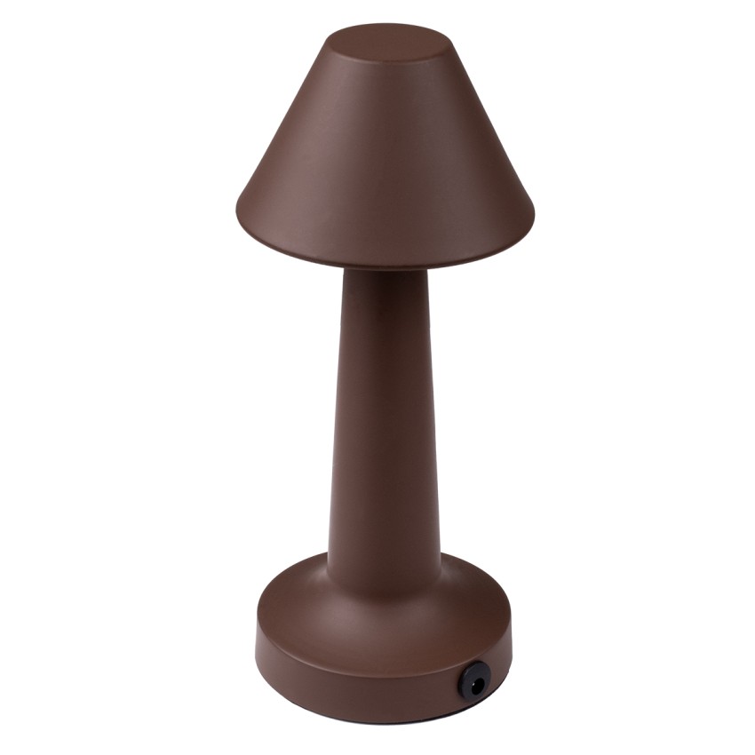 MOLLY  Μοντέρνο Επιτραπέζιο Φωτιστικό Πορτατίφ LED 1.5W 105lm 120° DC 5V Επαναφορτιζόμενο με Μπαταρία Li-ion 1800mAh - Διακόπτη Αφής με 3 Εντάσεις Φωτισμού Θερμό Λευκό 2700K Dimmable - Φ10 x 23cm - Σκούρο Καφέ