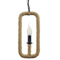 LINDELL  Vintage Κρεμαστό Φωτιστικό Ανάρτηση Μονόφωτο 1 x E14 IP20 Μαύρο Μέταλλο με Μπεζ Σχοινί - Μ18 x Π18 x Υ33cm