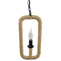 LINDELL  Vintage Κρεμαστό Φωτιστικό Ανάρτηση Μονόφωτο 1 x E14 IP20 Μαύρο Μέταλλο με Μπεζ Σχοινί - Μ18 x Π18 x Υ33cm