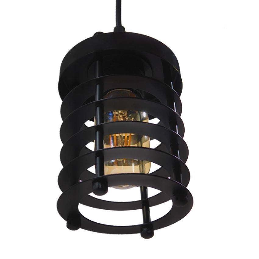 DARSEY  Vintage Κρεμαστό Φωτιστικό Πλέγμα Μονόφωτο 1 x E27 IP20 Μαύρο Μέταλλο - Μ10 x Π10 x Υ25cm