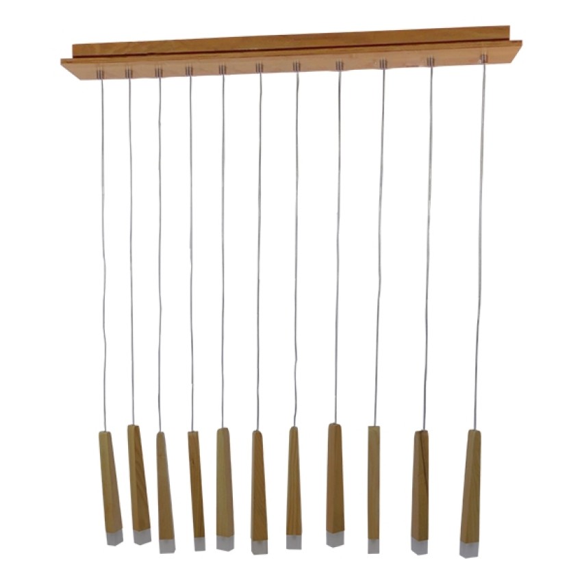 CALISTA Μοντέρνο Κρεμαστό Φωτιστικό Ραγα Πολύφωτο 11 x G4 IP20 Μπεζ Ξύλο - Μ120 x Π8 x Υ33cm CALISTA Μοντέρνο Κρεμαστό Φωτιστικό Ραγα Πολύφωτο 11 x G4 IP20 Μπεζ Ξύλο - Μ120 x Π8 x Υ33cm