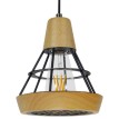 AKRON  Μοντέρνο Κρεμαστό Φωτιστικό Πλέγμα Μονόφωτο 1 x E27 IP20 Μπεζ Ξύλο με Μαύρο Μέταλλο - Μ19 x Π19 x Υ22cm