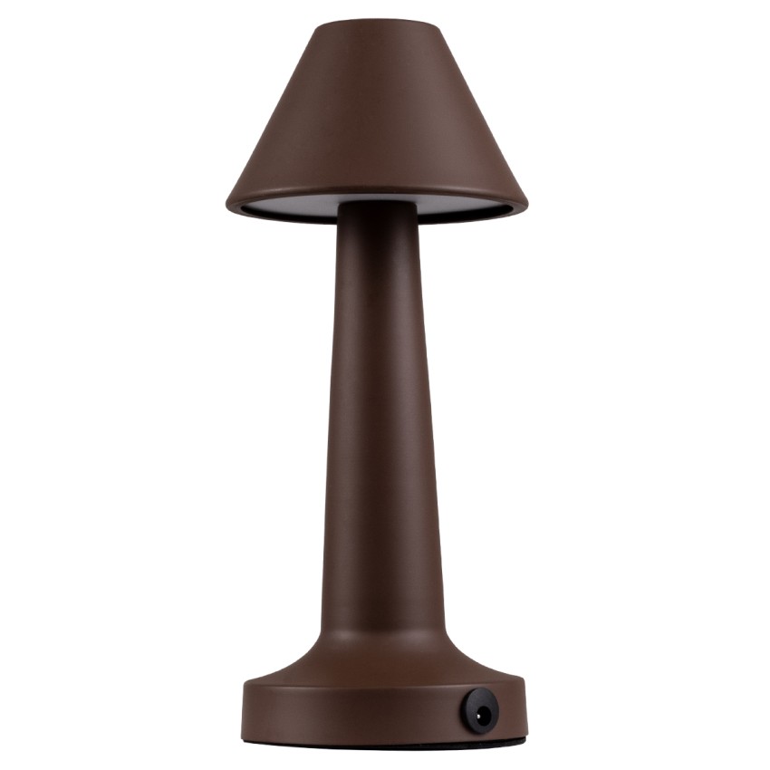 MOLLY  Μοντέρνο Επιτραπέζιο Φωτιστικό Πορτατίφ LED 1.5W 105lm 120° DC 5V Επαναφορτιζόμενο με Μπαταρία Li-ion 1800mAh - Διακόπτη Αφής με 3 Εντάσεις Φωτισμού Θερμό Λευκό 2700K Dimmable - Φ10 x 23cm - Σκούρο Καφέ