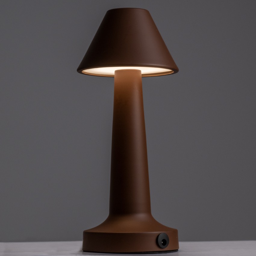 MOLLY  Μοντέρνο Επιτραπέζιο Φωτιστικό Πορτατίφ LED 1.5W 105lm 120° DC 5V Επαναφορτιζόμενο με Μπαταρία Li-ion 1800mAh - Διακόπτη Αφής με 3 Εντάσεις Φωτισμού Θερμό Λευκό 2700K Dimmable - Φ10 x 23cm - Σκούρο Καφέ