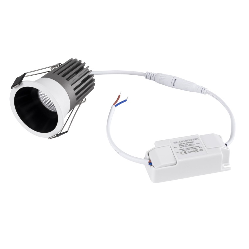 MICRO-B  Χωνευτό LED Spot Downlight TrimLess Φ6cm 7W 910lm 38° AC 220-240V IP20 Φ6 x Υ7.8cm - Στρόγγυλο - Λευκό με Μαύρο Κάτοπτρο - Φυσικό Λευκό 4500K - Bridgelux COB