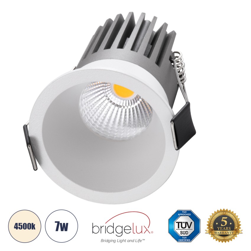 MICRO-B  Χωνευτό LED Spot Downlight TrimLess Φ6cm 7W 910lm 38° AC 220-240V IP20 Φ6 x Υ7.8cm - Στρόγγυλο - Λευκό - Φυσικό Λευκό 4500K - Bridgelux COB