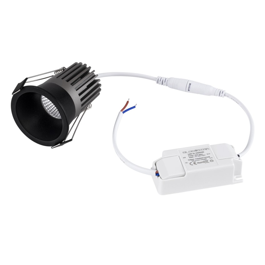 MICRO-B  Χωνευτό LED Spot Downlight TrimLess Φ6cm 7W 875lm 38° AC 220-240V IP20 Φ6 x Υ7.8cm - Στρόγγυλο - Μαύρο - Θερμό Λευκό 2700K - Bridgelux COB