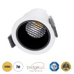 PLUTO-S  Χωνευτό LED Spot Downlight TrimLess Φ6.4cm 7W 875lm 38° AC 220-240V IP20 Φ6.4 x Υ4.9cm - Στρόγγυλο - Λευκό με Μαύρο Κάτοπτρο & Anti-Glare HoneyComb - Θερμό Λευκό 2700K - Bridgelux COB