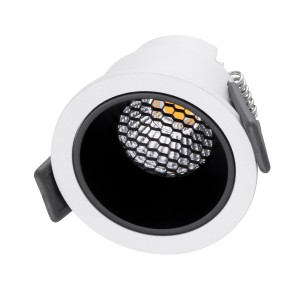 PLUTO-S  Χωνευτό LED Spot Downlight TrimLess Φ6.4cm 7W 875lm 38° AC 220-240V IP20 Φ6.4 x Υ4.9cm - Στρόγγυλο - Λευκό με Μαύρο Κάτοπτρο & Anti-Glare HoneyComb - Θερμό Λευκό 2700K - Bridgelux COB