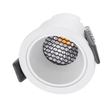 GLOBOSTAR® PLUTO-S  Χωνευτό Downlight Σποτ με Honeycomb Anti Glare Reflector LED 7W 875lm 38° AC 220-240V IP20 Θερμό Λευκό 2700K - Bridgelux COB Chip & TÜV SÜD Driver - Λευκό Ματ - Μ6.4 x Π6.4 x Υ4.9cm / Q5.5cm