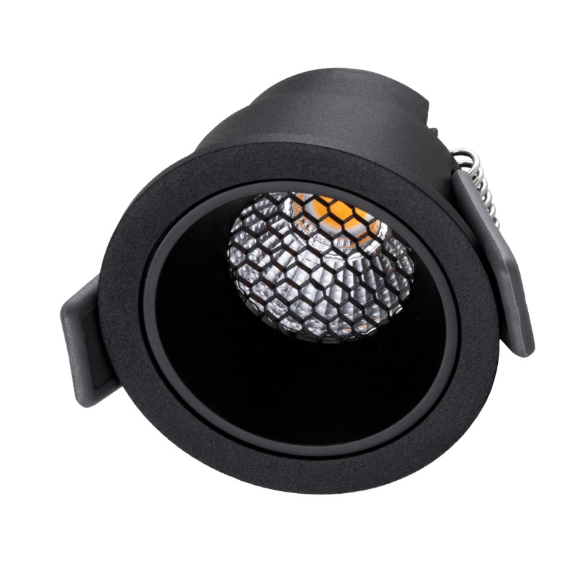 PLUTO-S  Χωνευτό LED Spot Downlight TrimLess Φ6.4cm 7W 910lm 38° AC 220-240V IP20 Φ6.4 x Υ4.9cm - Στρόγγυλο - Μαύρο & Anti-Glare HoneyComb - Φυσικό Λευκό 4500K - Bridgelux COB