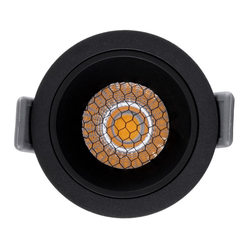 PLUTO-S  Χωνευτό LED Spot Downlight TrimLess Φ6.4cm 7W 910lm 38° AC 220-240V IP20 Φ6.4 x Υ4.9cm - Στρόγγυλο - Μαύρο & Anti-Glare HoneyComb - Φυσικό Λευκό 4500K - Bridgelux COB