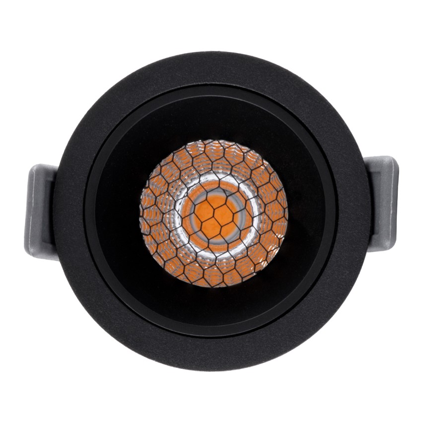 GLOBOSTAR® PLUTO-S  Χωνευτό Downlight Σποτ με Honeycomb Anti Glare Reflector LED 7W 875lm 38° AC 220-240V IP20 Θερμό Λευκό 2700K - Bridgelux COB Chip & TÜV SÜD Driver - Μαύρο Ματ - Μ6.4 x Π6.4 x Υ4.9cm / Q5.5cm