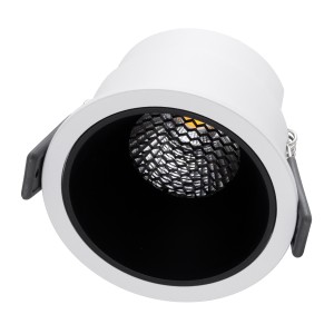 PLUTO-M  Χωνευτό LED Spot Downlight TrimLess Φ8.4cm 10W 1300lm 38° AC 220-240V IP20 Φ8.4 x Υ5.9cm - Στρόγγυλο - Λευκό με Μαύρο Κάτοπτρο & Anti-Glare HoneyComb - Φυσικό Λευκό 4500K - Bridgelux COB