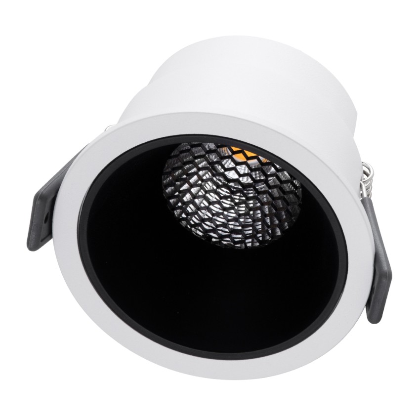 PLUTO-M  Χωνευτό LED Spot Downlight TrimLess Φ8.4cm 10W 1250lm 38° AC 220-240V IP20 Φ8.4 x Υ5.9cm - Στρόγγυλο - Λευκό με Μαύρο Κάτοπτρο & Anti-Glare HoneyComb - Θερμό Λευκό 2700K - Bridgelux COB
