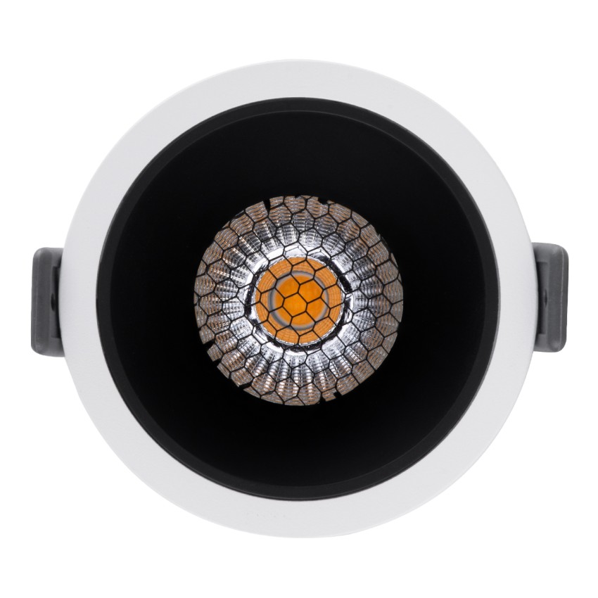 PLUTO-M  Χωνευτό LED Spot Downlight TrimLess Φ8.4cm 10W 1250lm 38° AC 220-240V IP20 Φ8.4 x Υ5.9cm - Στρόγγυλο - Λευκό με Μαύρο Κάτοπτρο & Anti-Glare HoneyComb - Θερμό Λευκό 2700K - Bridgelux COB