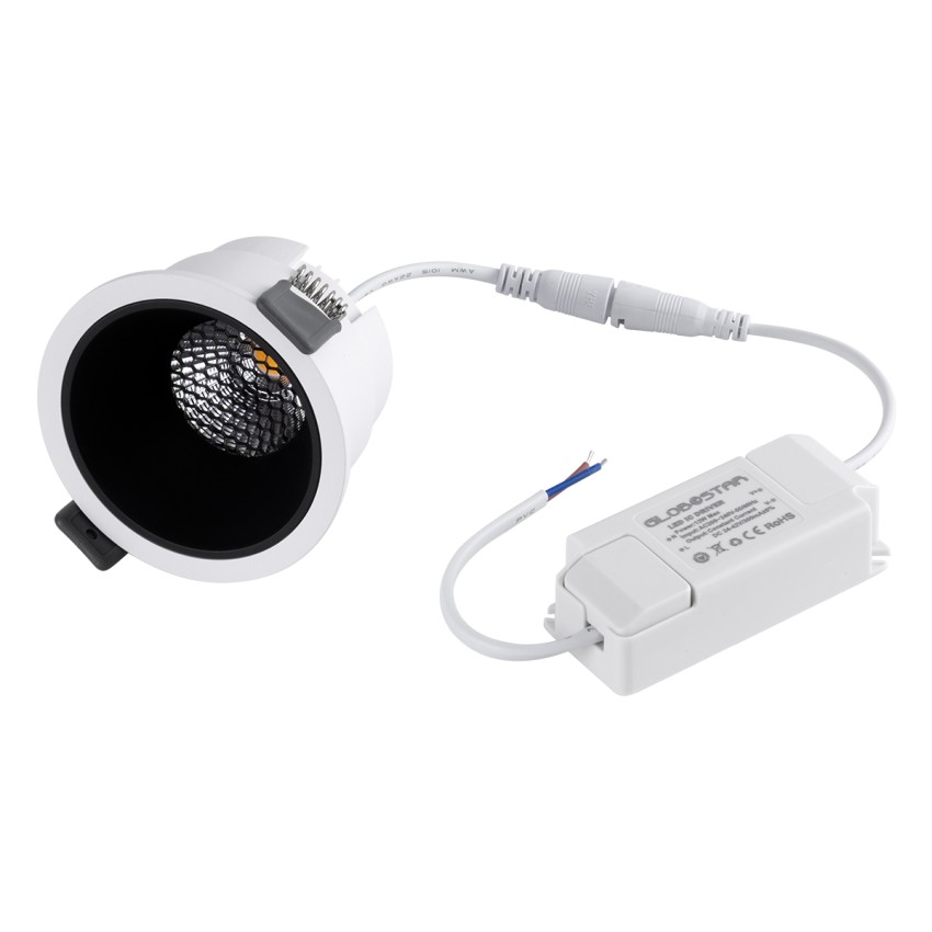 PLUTO-M  Χωνευτό LED Spot Downlight TrimLess Φ8.4cm 10W 1250lm 38° AC 220-240V IP20 Φ8.4 x Υ5.9cm - Στρόγγυλο - Λευκό με Μαύρο Κάτοπτρο & Anti-Glare HoneyComb - Θερμό Λευκό 2700K - Bridgelux COB