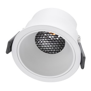 PLUTO-M  Χωνευτό LED Spot Downlight TrimLess Φ8.4cm 10W 1250lm 38° AC 220-240V IP20 Φ8.4 x Υ5.9cm - Στρόγγυλο - Λευκό & Anti-Glare HoneyComb - Θερμό Λευκό 2700K - Bridgelux COB