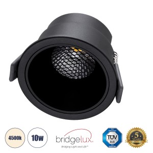 PLUTO-M  Χωνευτό LED Spot Downlight TrimLess Φ8.4cm 10W 1300lm 38° AC 220-240V IP20 Φ8.4 x Υ5.9cm - Στρόγγυλο - Μαύρο & Anti-Glare HoneyComb - Φυσικό Λευκό 4500K - Bridgelux COB