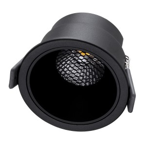 PLUTO-M  Χωνευτό LED Spot Downlight TrimLess Φ8.4cm 10W 1300lm 38° AC 220-240V IP20 Φ8.4 x Υ5.9cm - Στρόγγυλο - Μαύρο & Anti-Glare HoneyComb - Φυσικό Λευκό 4500K - Bridgelux COB