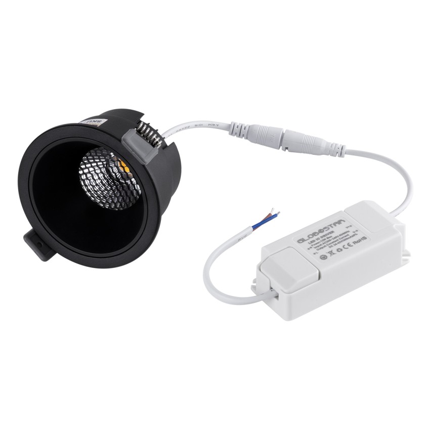 PLUTO-M  Χωνευτό LED Spot Downlight TrimLess Φ8.4cm 10W 1300lm 38° AC 220-240V IP20 Φ8.4 x Υ5.9cm - Στρόγγυλο - Μαύρο & Anti-Glare HoneyComb - Φυσικό Λευκό 4500K - Bridgelux COB