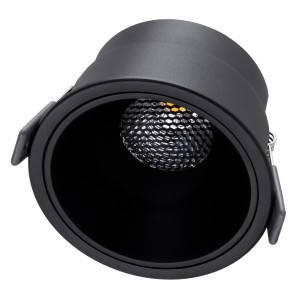 PLUTO-B  Χωνευτό LED Spot Downlight TrimLess Φ10.4cm 15W 1950lm 38° AC 220-240V IP20 Φ10.4 x Υ6.5cm - Στρόγγυλο - Μαύρο & Anti-Glare HoneyComb - Φυσικό Λευκό 4500K - Bridgelux COB