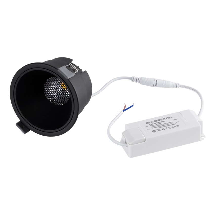 PLUTO-B  Χωνευτό LED Spot Downlight TrimLess Φ10.4cm 15W 1950lm 38° AC 220-240V IP20 Φ10.4 x Υ6.5cm - Στρόγγυλο - Μαύρο & Anti-Glare HoneyComb - Φυσικό Λευκό 4500K - Bridgelux COB