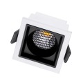 PLUTO-S  Χωνευτό LED Spot Downlight TrimLess Μ6.4xΠ6.4cm 7W 910lm 38° AC 220-240V IP20 Μ6.4 x Π6.4 x Υ4.9cm - Τετράγωνο - Λευκό με Μαύρο Κάτοπτρο & Anti-Glare HoneyComb - Φυσικό Λευκό 4500K - Bridgelux COB
