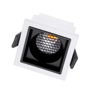 PLUTO-S  Χωνευτό LED Spot Downlight TrimLess Μ6.4xΠ6.4cm 7W 875lm 38° AC 220-240V IP20 Μ6.4 x Π6.4 x Υ4.9cm - Τετράγωνο - Λευκό με Μαύρο Κάτοπτρο & Anti-Glare HoneyComb - Θερμό Λευκό 2700K - Bridgelux COB