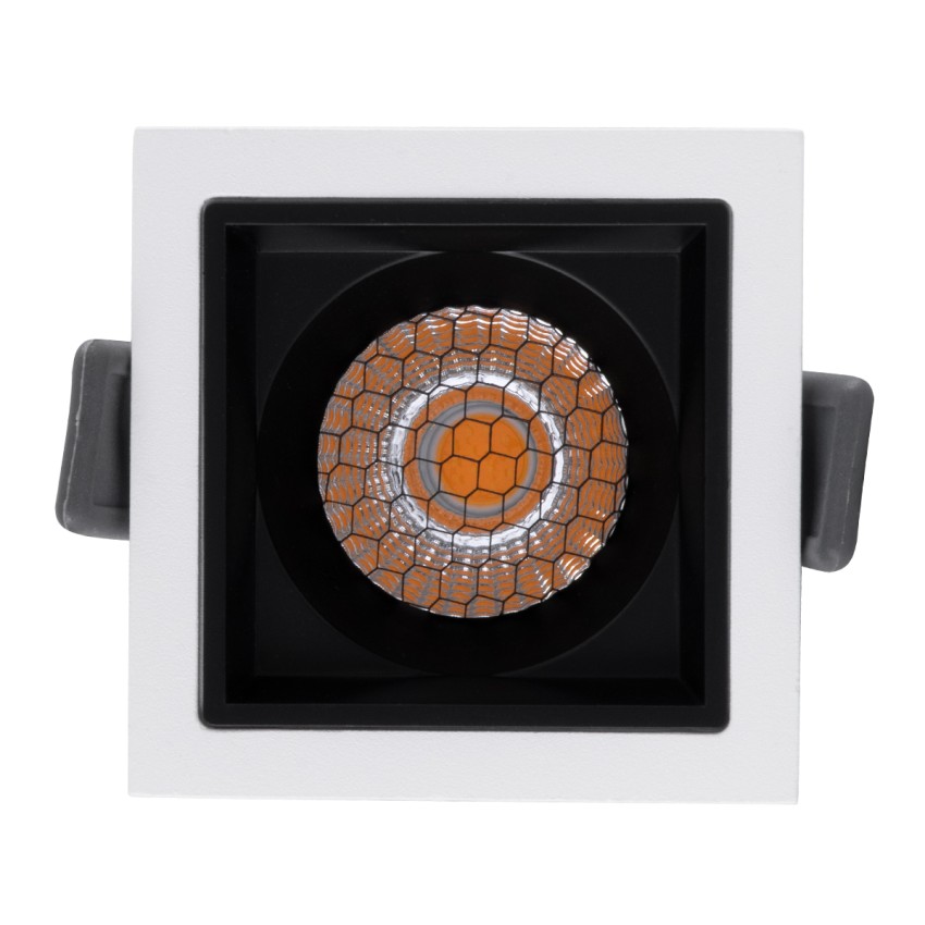 PLUTO-S  Χωνευτό LED Spot Downlight TrimLess Μ6.4xΠ6.4cm 7W 875lm 38° AC 220-240V IP20 Μ6.4 x Π6.4 x Υ4.9cm - Τετράγωνο - Λευκό με Μαύρο Κάτοπτρο & Anti-Glare HoneyComb - Θερμό Λευκό 2700K - Bridgelux COB