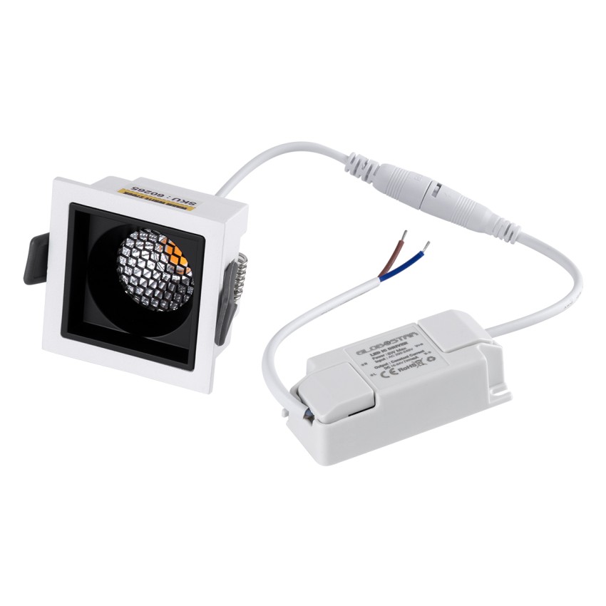 PLUTO-S  Χωνευτό LED Spot Downlight TrimLess Μ6.4xΠ6.4cm 7W 875lm 38° AC 220-240V IP20 Μ6.4 x Π6.4 x Υ4.9cm - Τετράγωνο - Λευκό με Μαύρο Κάτοπτρο & Anti-Glare HoneyComb - Θερμό Λευκό 2700K - Bridgelux COB