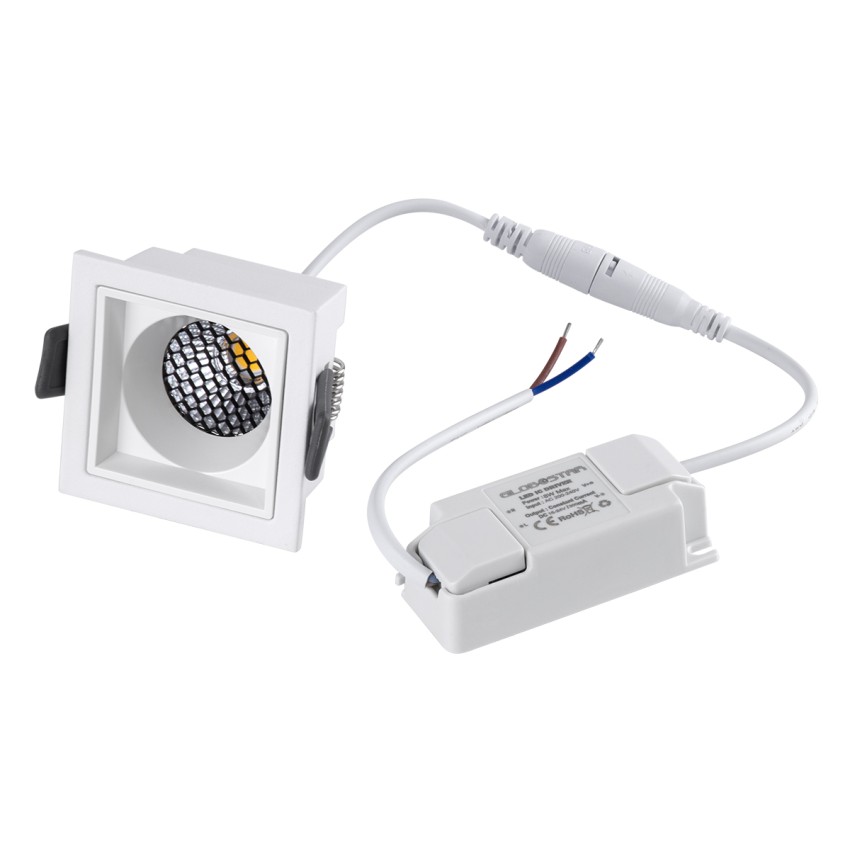 PLUTO-S  Χωνευτό LED Spot Downlight TrimLess Μ6.4xΠ6.4cm 7W 910lm 38° AC 220-240V IP20 Μ6.4 x Π6.4 x Υ4.9cm - Τετράγωνο - Λευκό & Anti-Glare HoneyComb - Φυσικό Λευκό 4500K - Bridgelux COB