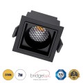 PLUTO-S  Χωνευτό LED Spot Downlight TrimLess Μ6.4xΠ6.4cm 7W 875lm 38° AC 220-240V IP20 Μ6.4 x Π6.4 x Υ4.9cm - Τετράγωνο - Μαύρο & Anti-Glare HoneyComb - Θερμό Λευκό 2700K - Bridgelux COB