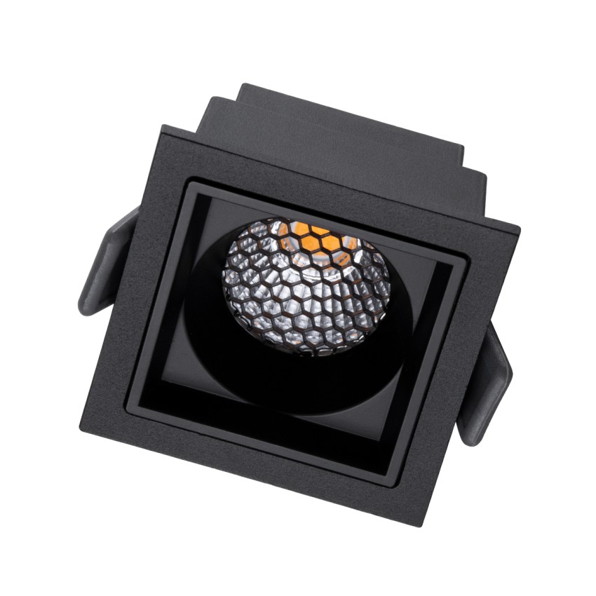 PLUTO-S  Χωνευτό LED Spot Downlight TrimLess Μ6.4xΠ6.4cm 7W 875lm 38° AC 220-240V IP20 Μ6.4 x Π6.4 x Υ4.9cm - Τετράγωνο - Μαύρο & Anti-Glare HoneyComb - Θερμό Λευκό 2700K - Bridgelux COB