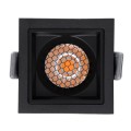 PLUTO-S  Χωνευτό LED Spot Downlight TrimLess Μ6.4xΠ6.4cm 7W 875lm 38° AC 220-240V IP20 Μ6.4 x Π6.4 x Υ4.9cm - Τετράγωνο - Μαύρο & Anti-Glare HoneyComb - Θερμό Λευκό 2700K - Bridgelux COB