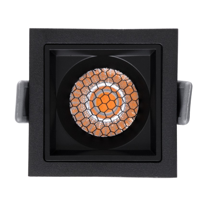 PLUTO-S  Χωνευτό LED Spot Downlight TrimLess Μ6.4xΠ6.4cm 7W 875lm 38° AC 220-240V IP20 Μ6.4 x Π6.4 x Υ4.9cm - Τετράγωνο - Μαύρο & Anti-Glare HoneyComb - Θερμό Λευκό 2700K - Bridgelux COB