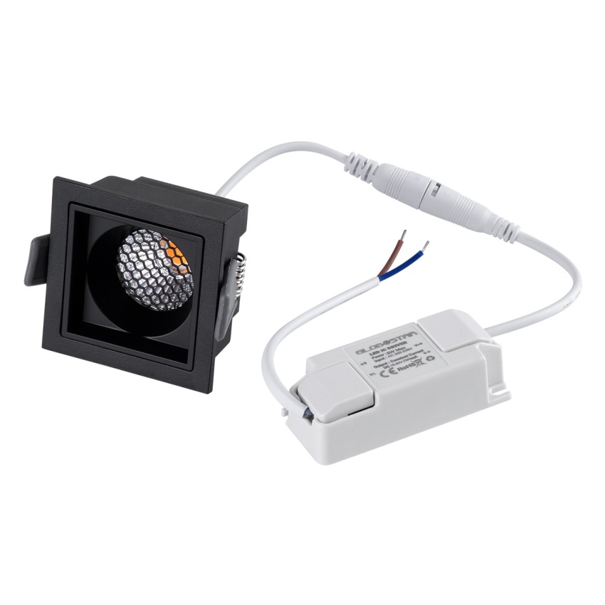 PLUTO-S  Χωνευτό LED Spot Downlight TrimLess Μ6.4xΠ6.4cm 7W 875lm 38° AC 220-240V IP20 Μ6.4 x Π6.4 x Υ4.9cm - Τετράγωνο - Μαύρο & Anti-Glare HoneyComb - Θερμό Λευκό 2700K - Bridgelux COB
